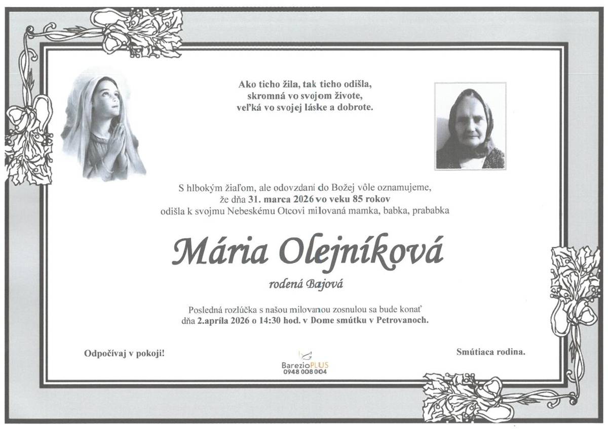 smútočné oznámenie