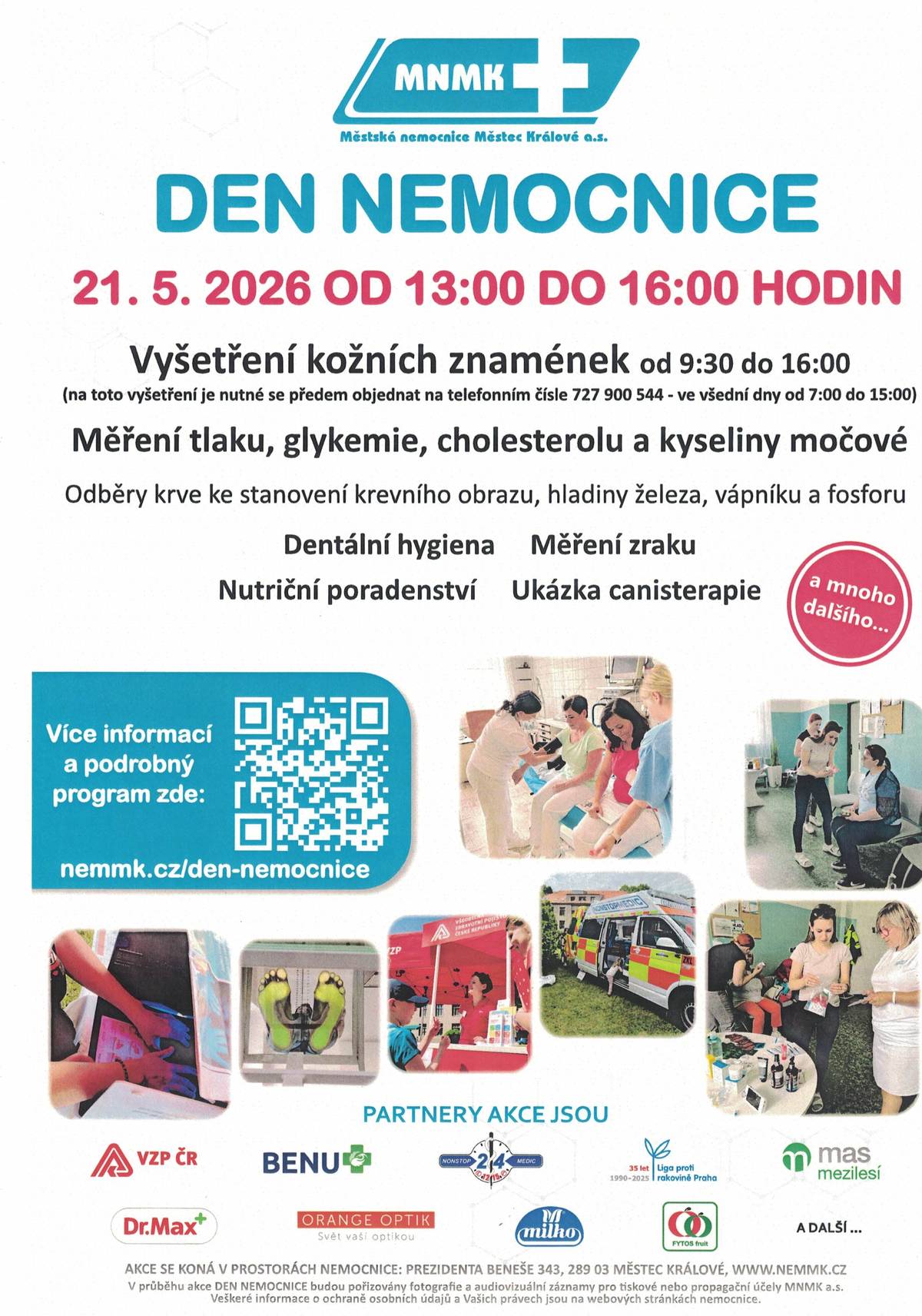 Dne 21. 5. 2026 od 13.00 - 16.00 hod.  bude probíhat DEN NEMOCNICE v Městské nemocnici Městec Králové.