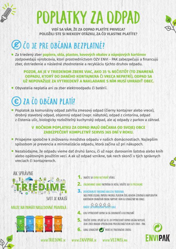 Poplatky za odpad - Čo je pre občana bezplatné a za čo platí?