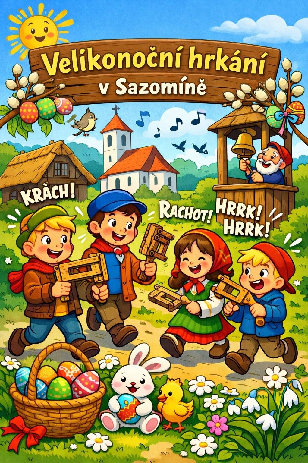 Vážení občané, v rámci zachování tradice Velikonočního hrkaní můžete vidět děti opět obcházet naši obec v obvyklých časech (čtvrtek, pátek, sobota). Sobotní koledovaní po domech nebude, pokud je budete chtít odměnit, můžete si je v kterýkoliv čas chození zastavit. Přejeme Vám jménem dětí i zastupitelstva obce krásné požehnané velikonoční svátky.