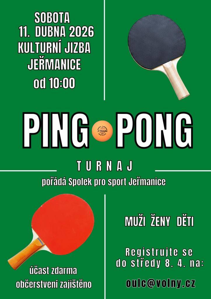 Turnaj ve stolním tenise dne 11.4.2026