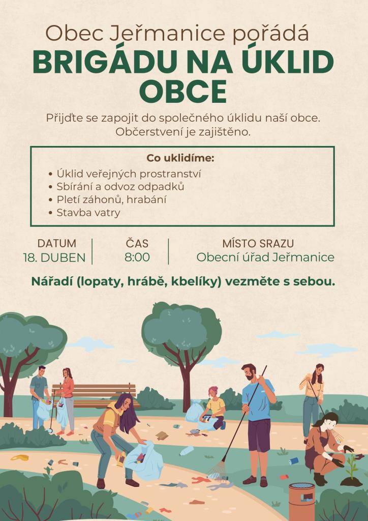 Brigáda na úklid obce dne 18.4.2026