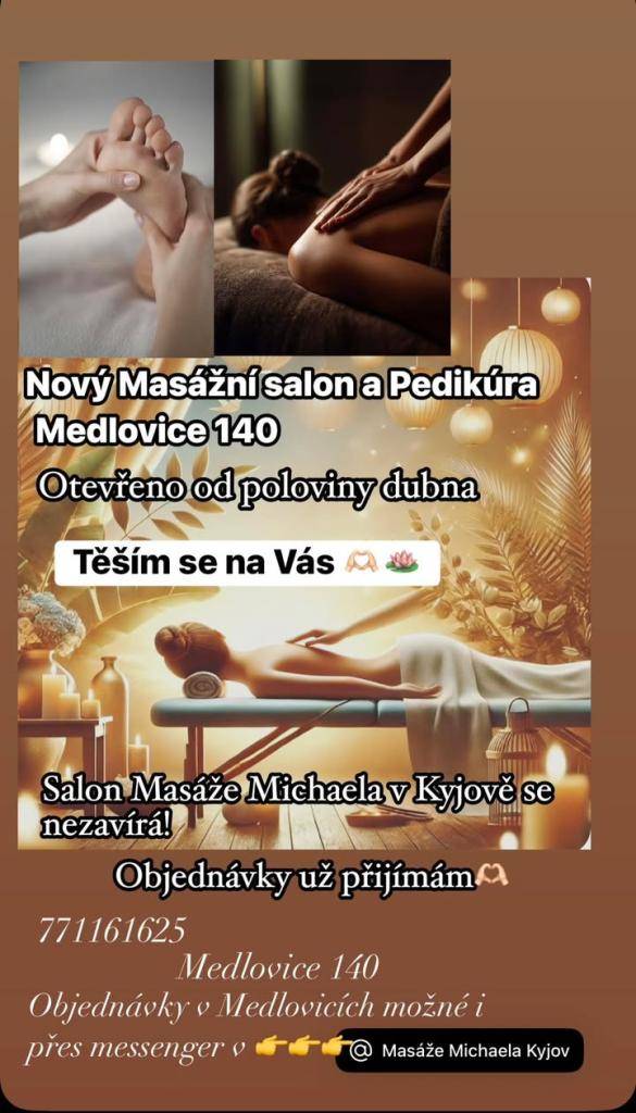Otevírá se nový masážní salon a pedikúra v bývalém kadeřnictví v budově obecního úřadu.  OTEVŘENO OD POLOVINY DUBNA 2026