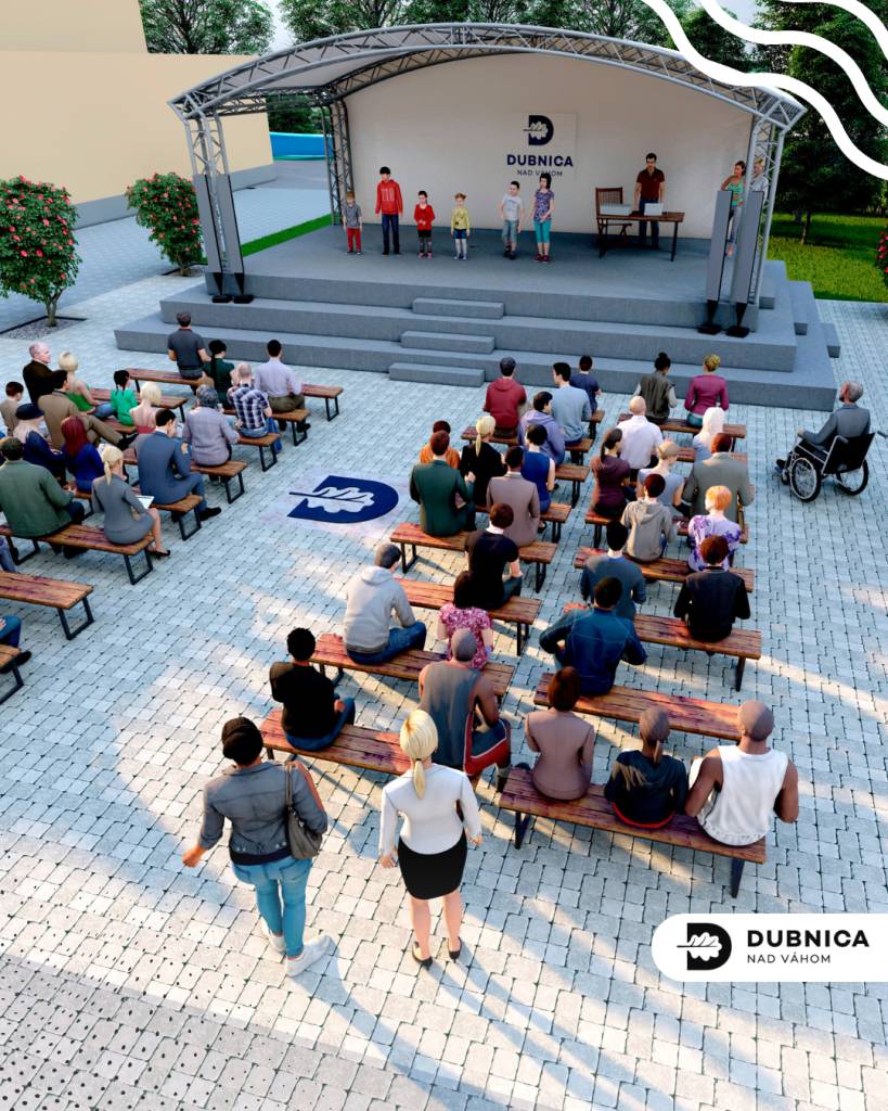 V priestore za Domom kultúry v Dubnici nad Váhom pribudla nová dominanta – konštrukcia pódia, ktorá bude slúžiť najmä žiakom základnej umeleckej školy. Mesto tak pokračuje v podpore kultúry a vytváraní dôstojných podmienok pre rozvoj mladých talentov.