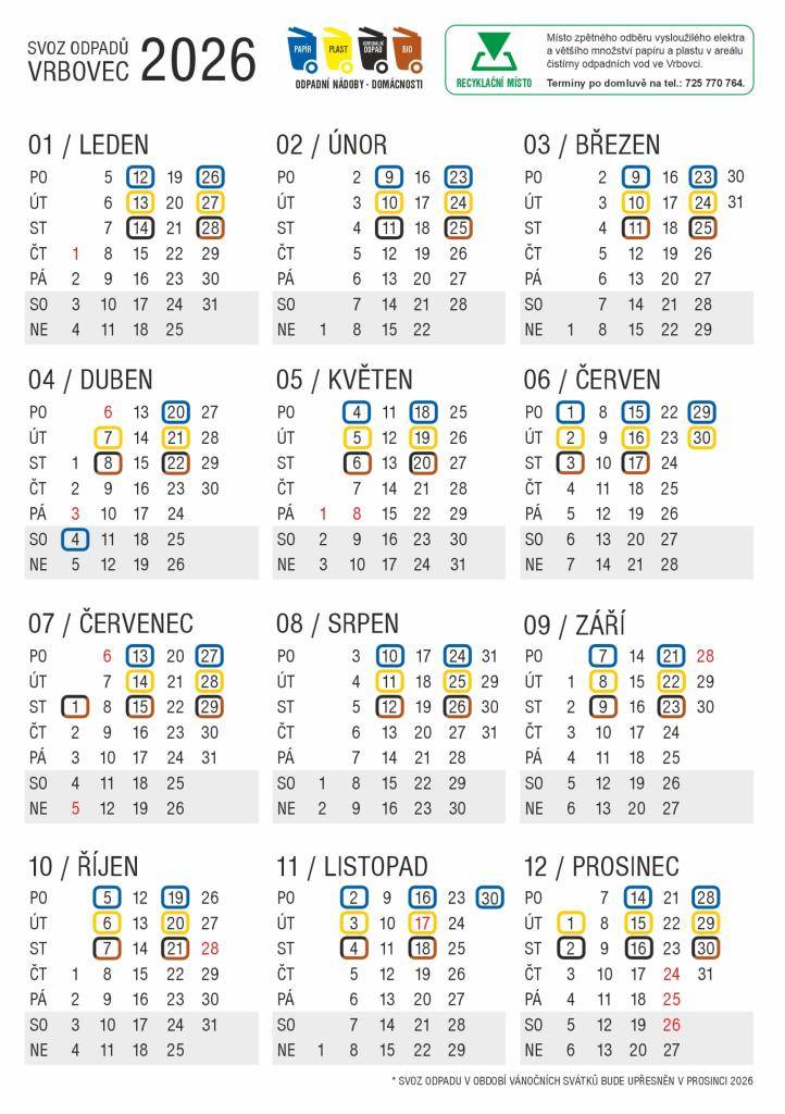 Z důvodu velikonočních svátků se bude papírový odpad (modré popelnice) vyvážet výjimečně již tuto sobotu 4. 4. 2026.