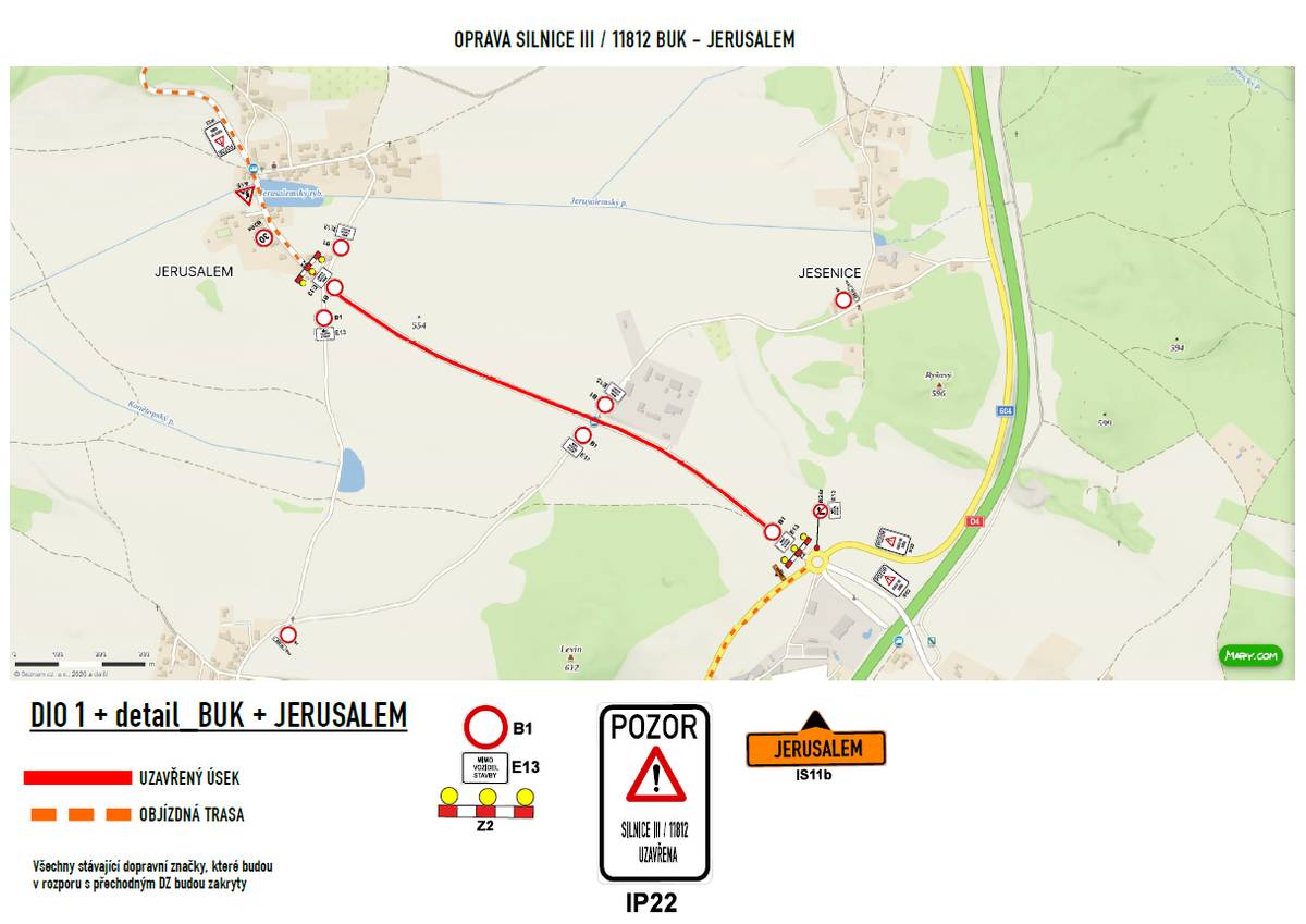 Informujeme vás o plánované opravě povrchu silnice III/11812 v úseku Buk – Jerusalem. Z důvodu rekonstrukce bude tento úsek pro veškerou dopravu zcela uzavřen. Termín uzavírky: od pondělí 13. 4. do čtvrtka 30. 4. 2026.