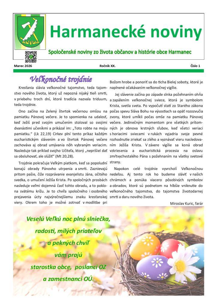 Najnovšie číslo Harmaneckých novín je už dostupné online. Prečítajte si aktuálne správy a zaujímavosti z našej komunity.