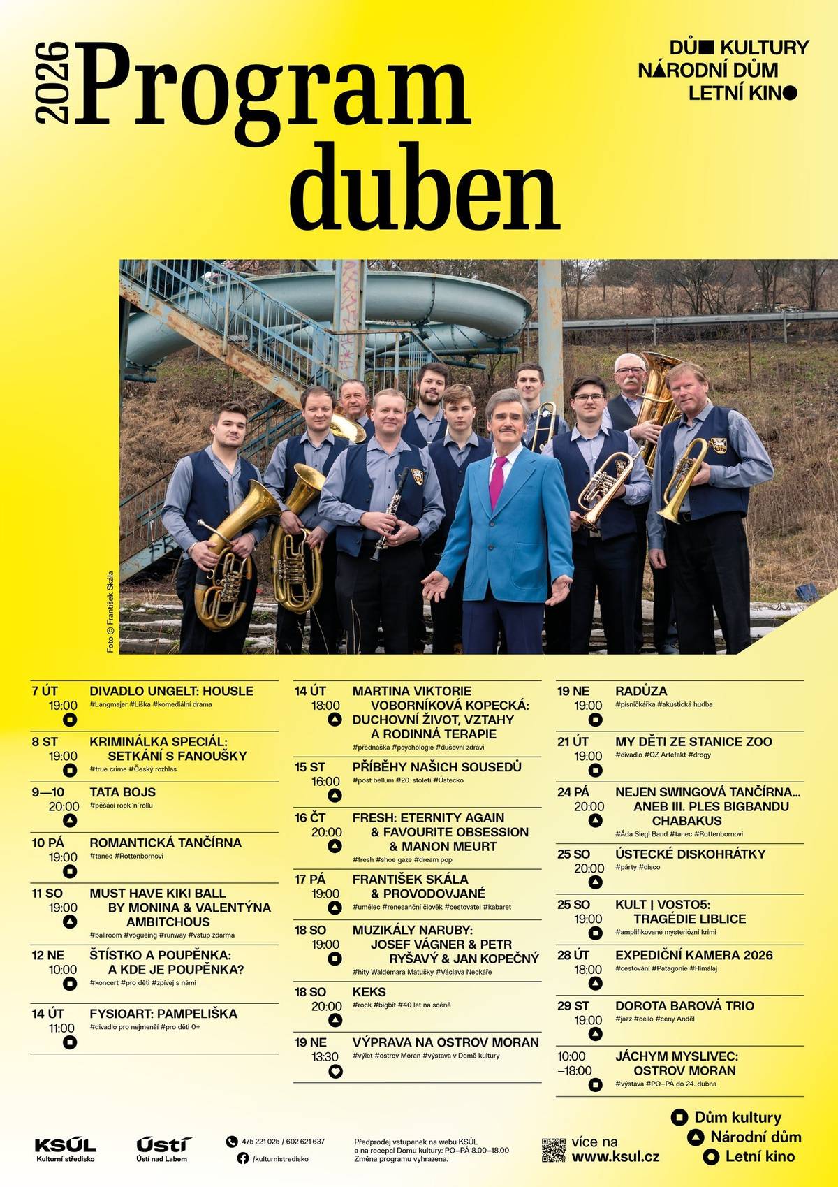 Divadlo 🎭, koncert 🎸 nebo třeba výstava 🖼️ ?  Podívejte se na programy a nechte se inspirovat. Třeba objevíte něco, co Vám zpříjemní jarní dny ☺️ ✅ Kulturní středisko města Ústí nad Labem ✅ Divadlo města Ústí nad Labem ✅ Činoherní studio ✅ Knihovna Ústeckého kraje ✅ Oblastní muzeum v Ústí nad Labem