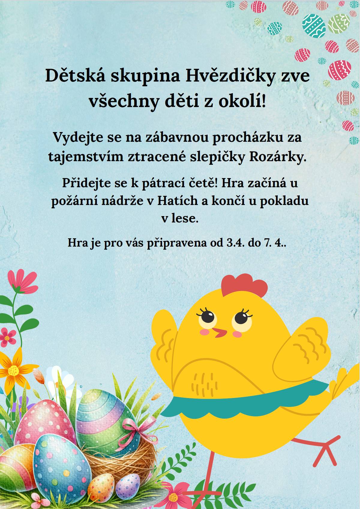 Přidejte se k pátrací četě a pomozte najít ztracenou slepičku Rozárku.