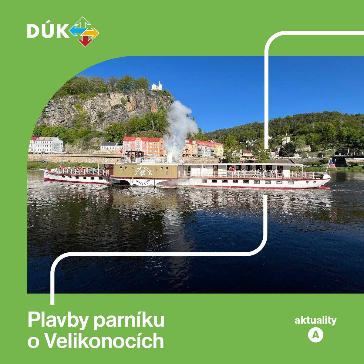 Po obrovském zájmu o adventní plavby se historický kolesový parník vrací na Labe – a tentokrát si ho můžete užít během velikonočního prodlouženého víkendu 🤩 Vydejte se na pohodovou plavbu po řece, nasajte jarní atmosféru a objevte krásy Ústeckého kraje z trochu jiné perspektivy 🌊 👉 Lodní doprava je navíc plnohodnotnou součástí systému Dopravy Ústeckého kraje, takže ji snadno zkombinujete s vlakem nebo autobusem a naplánujete si perfektní výlet. 🎟️ Jízdenky i jízdní řády najdete jednoduše v mobilní aplikaci DÚKapka nebo na www.kr-ustecky.cz/doprava-usteckeho-kraje Parník popluje dle běžného jízdního řádu na linkách: ➡️ pátek 3. 4. - linka T92 (Ústí n. L.  -Hřensko) ➡️ sobota 4. 4.- linka T92 (Ústí n. L. - Hřensko - Bad Schandau) ➡️ neděle 5. 4. - linka T91 (Ústí - Nučnice) ➡️ pondělí 6. 4. - linka T91 (Ústí - Nučnice) Zdroj: Doprava Ústeckého kraje
