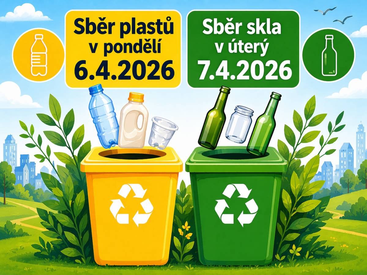 Oznamujeme, že sběr plastů svozovou firmou Ekoltes proběhne dle harmonogramu na velikonoční pondělí 6.4.2026.  Pozor, upozorňujeme na změnu sběru skla, který je posunut na úterý 7.4.2026.