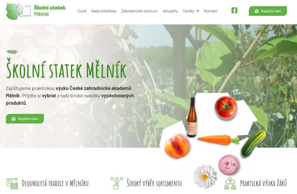 Školní statek Mělník nabízí následující ovocné stromky a keře z vlastní produkce: Prostokořenné: jabloň 210,-Kč/ks, meruňka, slivoň, renklóda 250,-Kč/ks, broskvoň, jabloň sloupovitá, slivoň sloupcovitá 270,-Kč/ks, réva vinná 140,-Kč/ks Kontejnerované: maliník, ostružiník, keřový angrešt, rybíz a josta 130,-Kč/ks, černý a beztrnný maliník 150,-Kč/ks, kanadské borůvky, klikva (brusinka) 130,-Kč/ks, kiwi, muchovník, kustovnice, aronie, rakytník, líska, 170,-Kč/ks, třešeň, hrušeň 230,-Kč/ks, višeň 300,-Kč/ks, stromkový angrešt a rybíz 180,-Kč/ks, rybíz růžový keř 150,-Kč/ks, fíkovník 250,-Kč/ks  Prodej se uskuteční: V neděli 12. dubna 2026, 10:10 – 10:20  Zákolany – u Jednoty Více informací na tel. 602 305 239 nebo v emailu skolky@zas-me.cz https://statek.zas-me.cz/ Doba příjezdu se může opozdit z důvodu zdržení se na předchozích zastávkách. Zboží do vyprodání zásob.   ŠKOLNÍ STATEK STŘEDOČESKÉHO KRAJE – STŘEDISKO MĚLNÍK  Dobrovského 1777, 276 01  Mělník