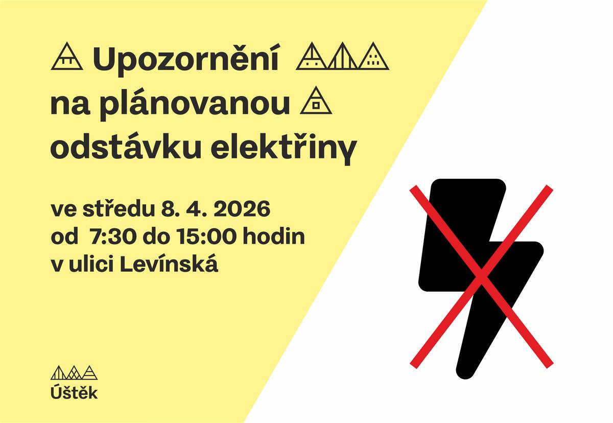 Upozorňujeme občany na plánované přerušení dodávky elektřiny v ulici Levínská ve středu 8. 4. 2026 od 7:30-15:00 hodin.