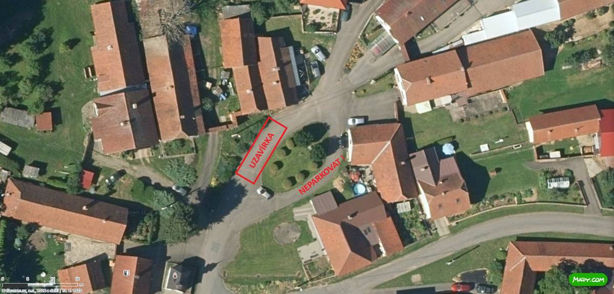 Z důvodu pokládky nové vodovodní přípojky k nemovitosti Zadní Zhořec č. p.17, bude ve dnech 14. 4. – 17. 4. 2026  uzavřena místní komunikace (viz mapa). Žádáme občany, kteří parkují okolo parčíku na návsi, aby ve dnech uzavírky parkovali auta tak, aby zůstával stále volný průjezd k nemovitostem, které jsou v horní části navsi. Děkujeme za pochopení.