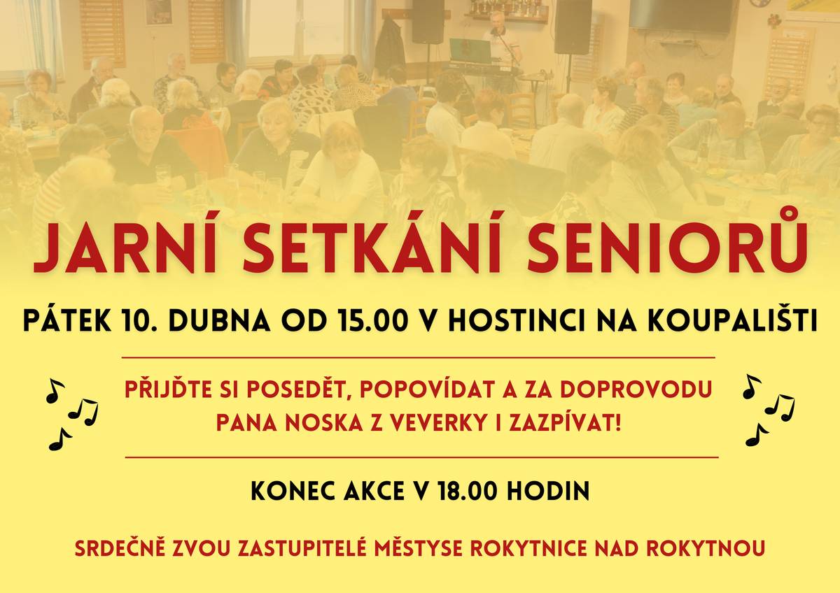 Jarní setkání seniorů v pátek 10. dubna v 15:00 v Hostinci na koupališti.