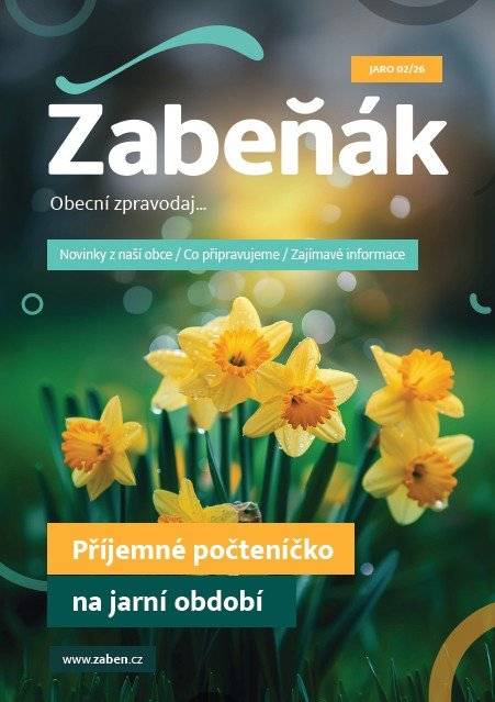 K přečtení obecní zpravoj Žabeňák jaro 02/26. 🐸 🧐🙂🌷