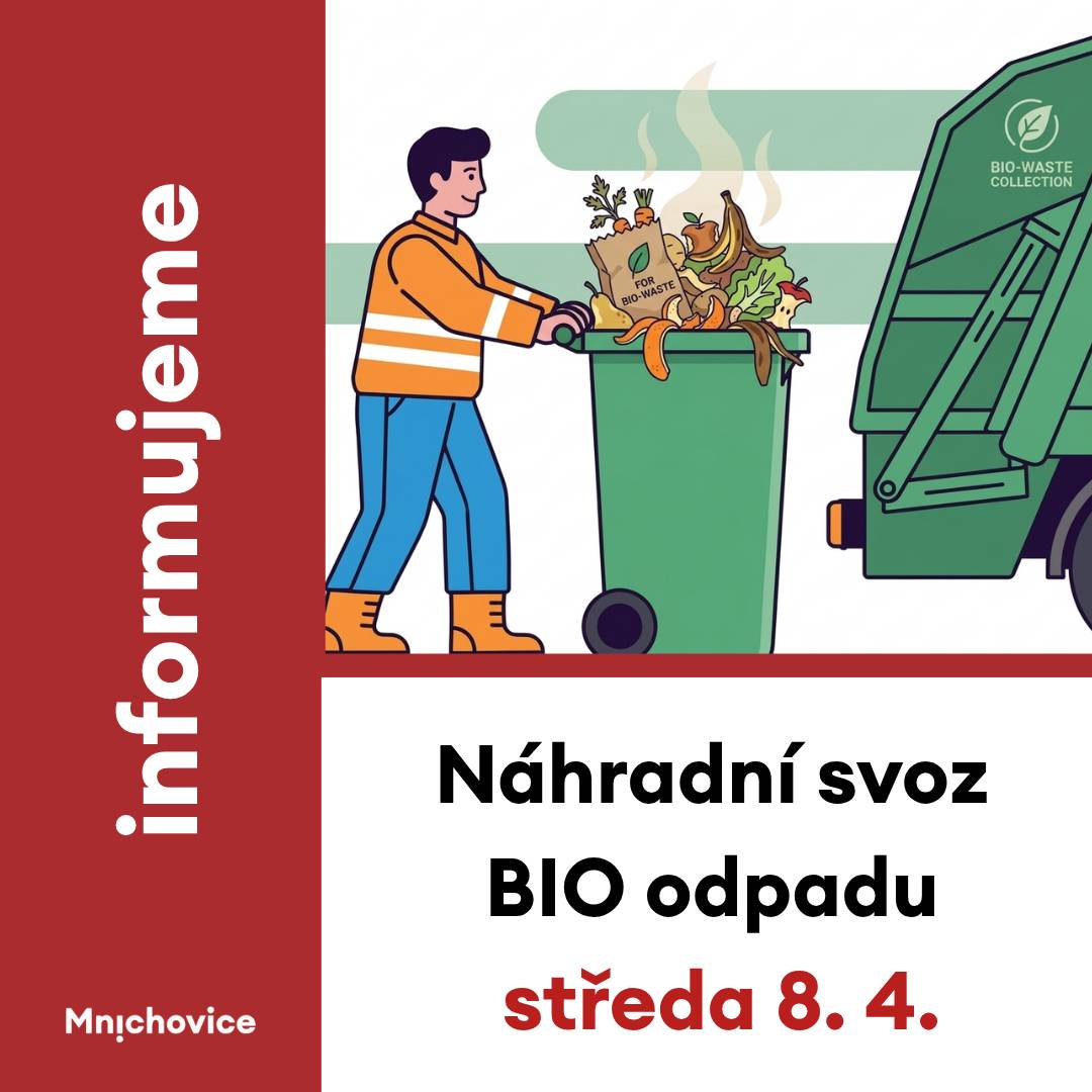 Společnost FCC se omlouvá za komplikace při svozu BIO odpadu dne 6. 4. 2026, který prováděla náhradní posádka.  Svoz v dosud neobsloužených úsecích bude dokončen zítra, ve středu 8. dubna 2026.  Prosíme občany v následujících lokalitách, aby ponechali své nádoby vystavené: ulice: Luční a Na Okrouhlíku – Božkov  adresy: Prudká 138, Nádražní 81 a Nádražní 329 Děkujeme