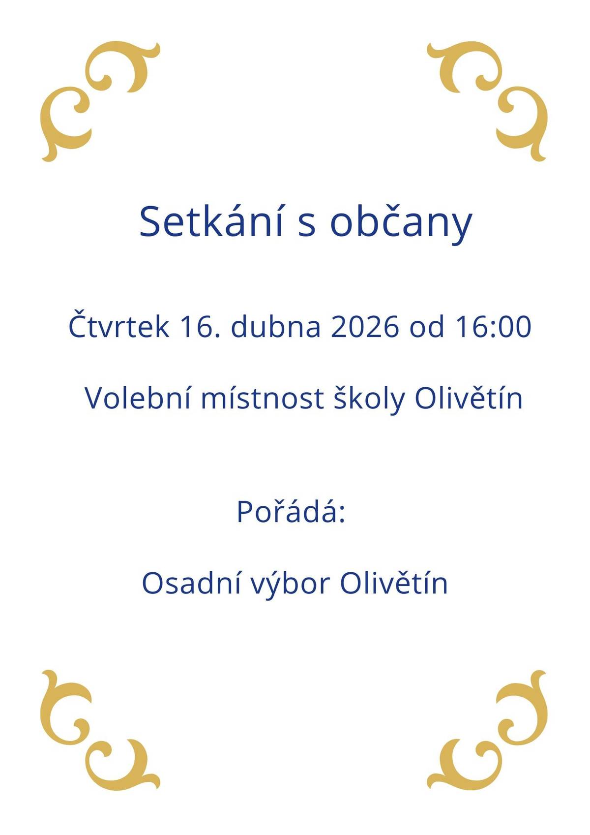 Předáváme pozvánku Osadního výboru Olivětín.