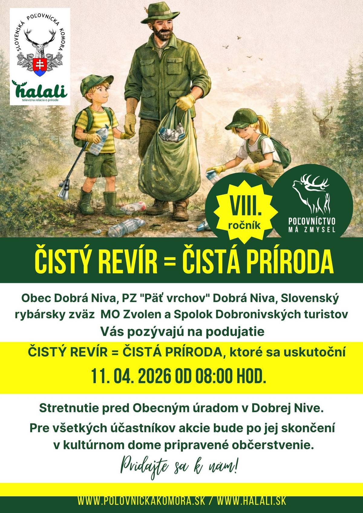 Pozývame Vás na podujatie „Čistý revír = čistá príroda“! Pridajte sa k nám a pomôžte spoločne vyčistiť naše okolie a prírodu. Tešíme sa na každého, komu záleží na čistote a kráse nášho prostredia.