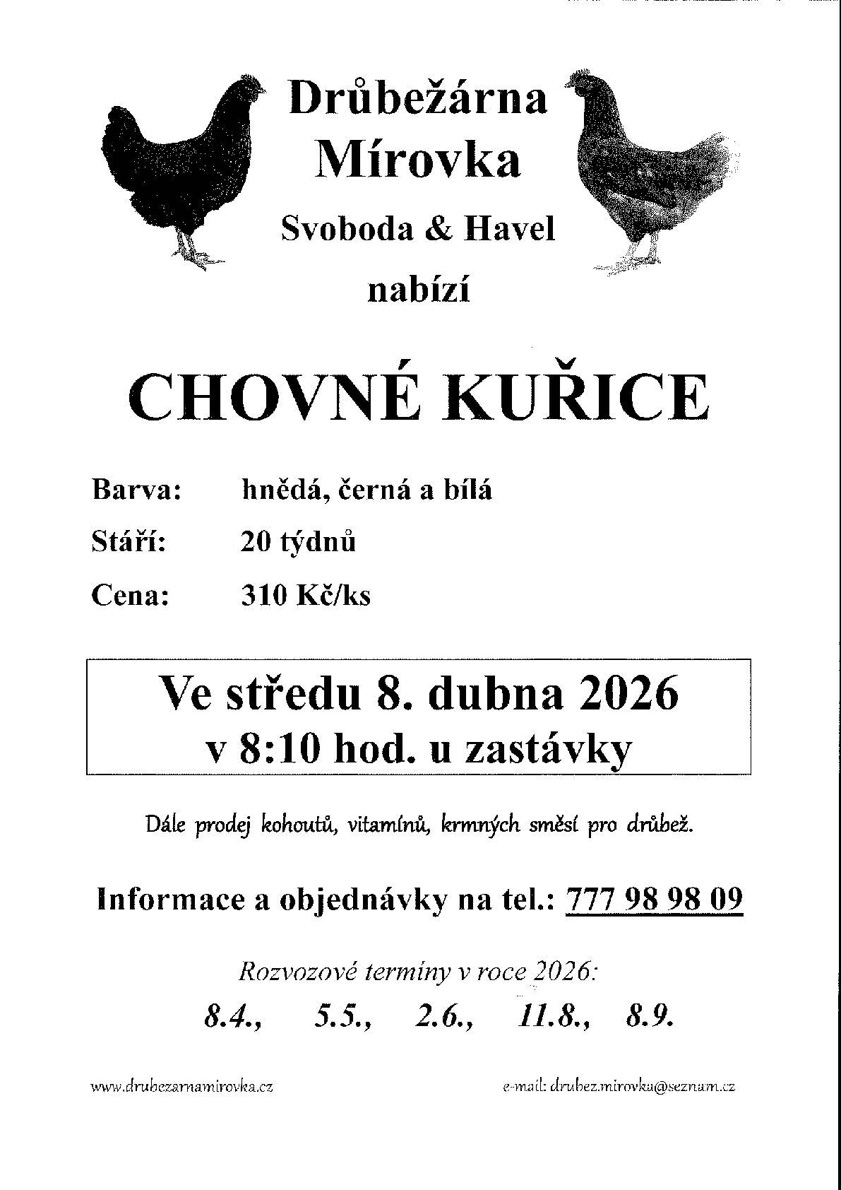 Dobrý den, níže informace
