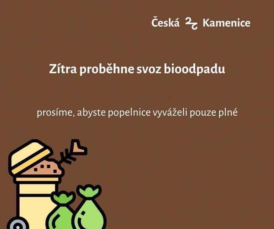 Připomínáme, že zítra, v úterý 7. dubna, proběhne svoz tříděného odpadu z popelnic na BIOODPAD.