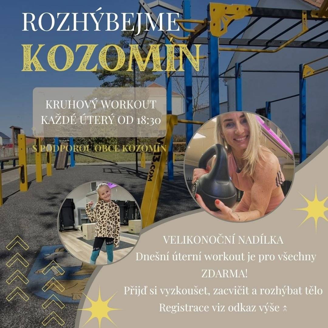 Ještě pořád váháte?   Přijďte vyzkoušet nový projekt v Kozomíně, dnes začínáme  první cvíčo je ZADARMO.  Přihlášení zde a podmínky tady: https://forms.gle/itChA2L6JNWoXHUg6