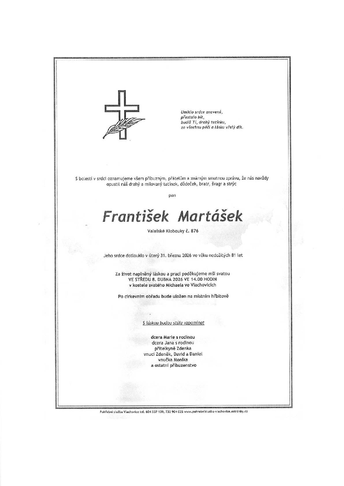 František Martášek, Seninka č.53