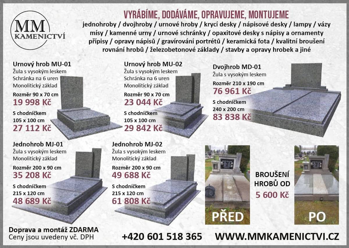 Ve dnech 7.4. a 14.4. bude na místním hřbitově poskytovat kamenické služby firma MM KAMENICTVÍ s.r.o.    Konkrétní termíny přítomnosti:   -  Dolní Bukovsko - 7.4. v 14:00 a 14.4. v 14:00