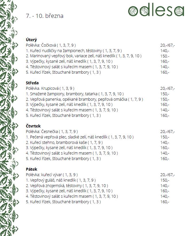 Vážení a milí spoluobčané, Pivovarská restaurace vás zve na polední menu.