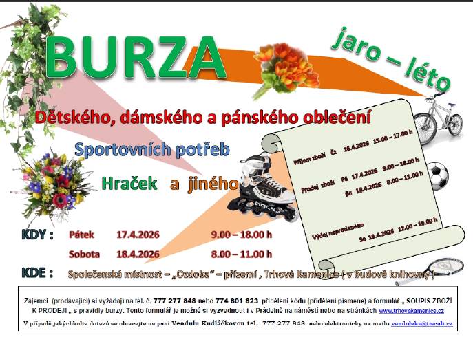 Burza oblečení, sportovních potřeb a hraček