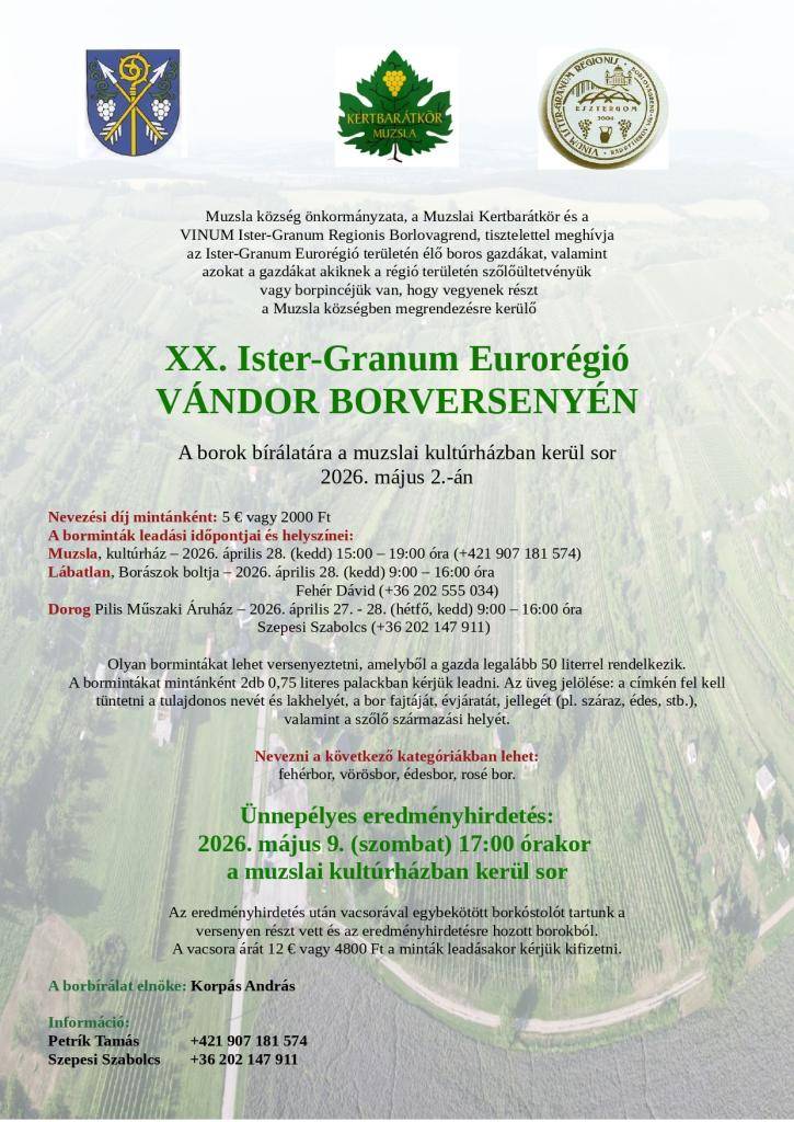 XX. Ister-Granum Eurorégió VÁNDOR BORVERSENY