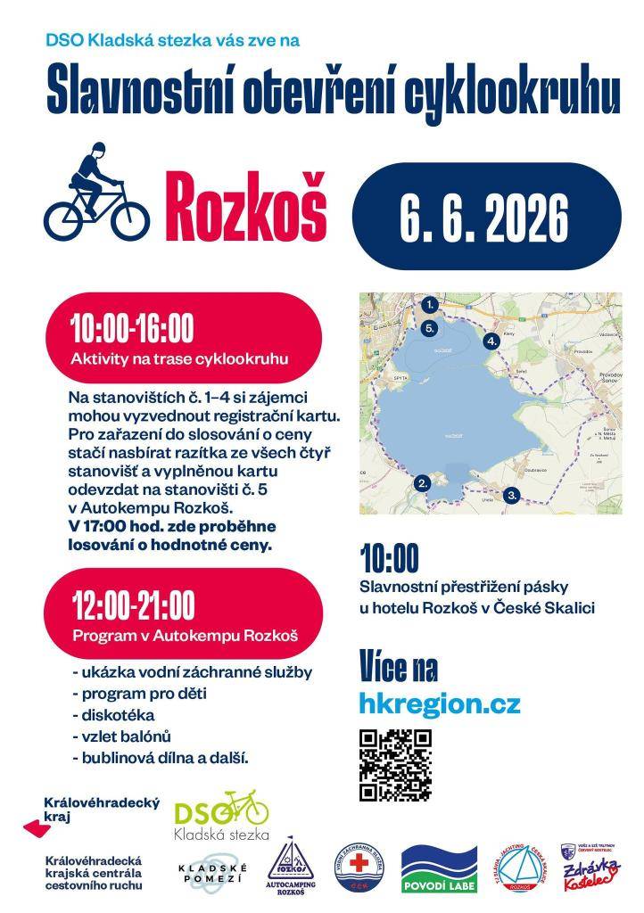 Slavnostní otevření cyklookruhu okolo přehrady Rozkoš 6.6.2026