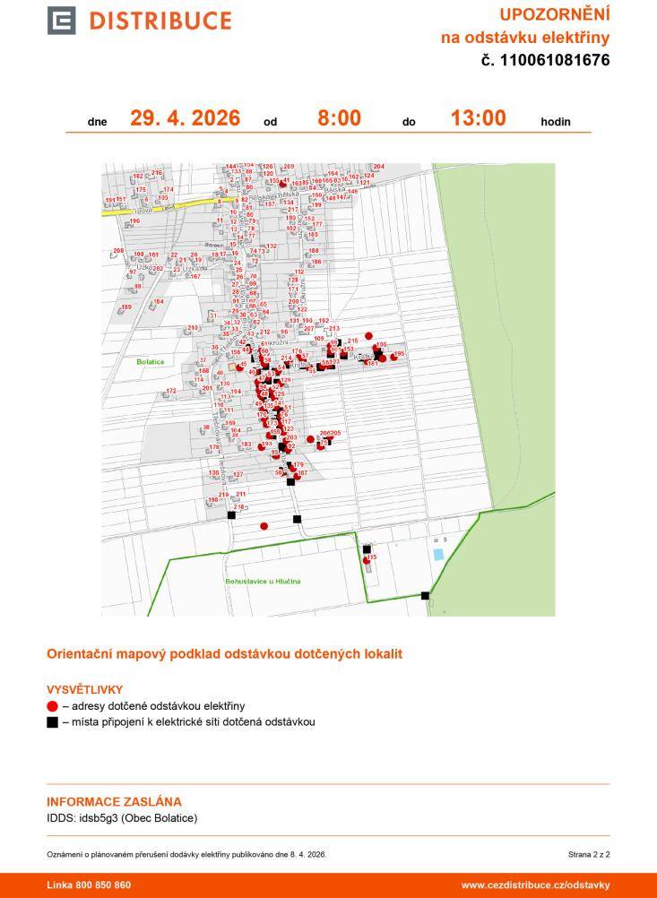 029/2026 - Oznámení o přerušení dodávky elektrické energie - 29.4.2026 Typ: PDF dokument, Velikost: 403.83 kB