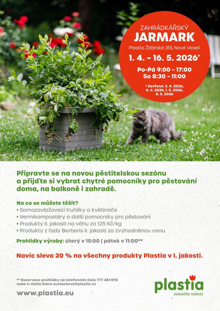 Přijďte si vybrat chytré pomocníky pro pěstování doma, na balkoně i zahradě. Těšit se můžete na samosvlažovací truhlíky, vermikompostéry a další pomocníky pro pěstování. V naší nabídce najdete také produkty II. jakosti na váhu za 125 Kč/kg a výhodné ceny na produkty z řady Berberis II. jakosti.