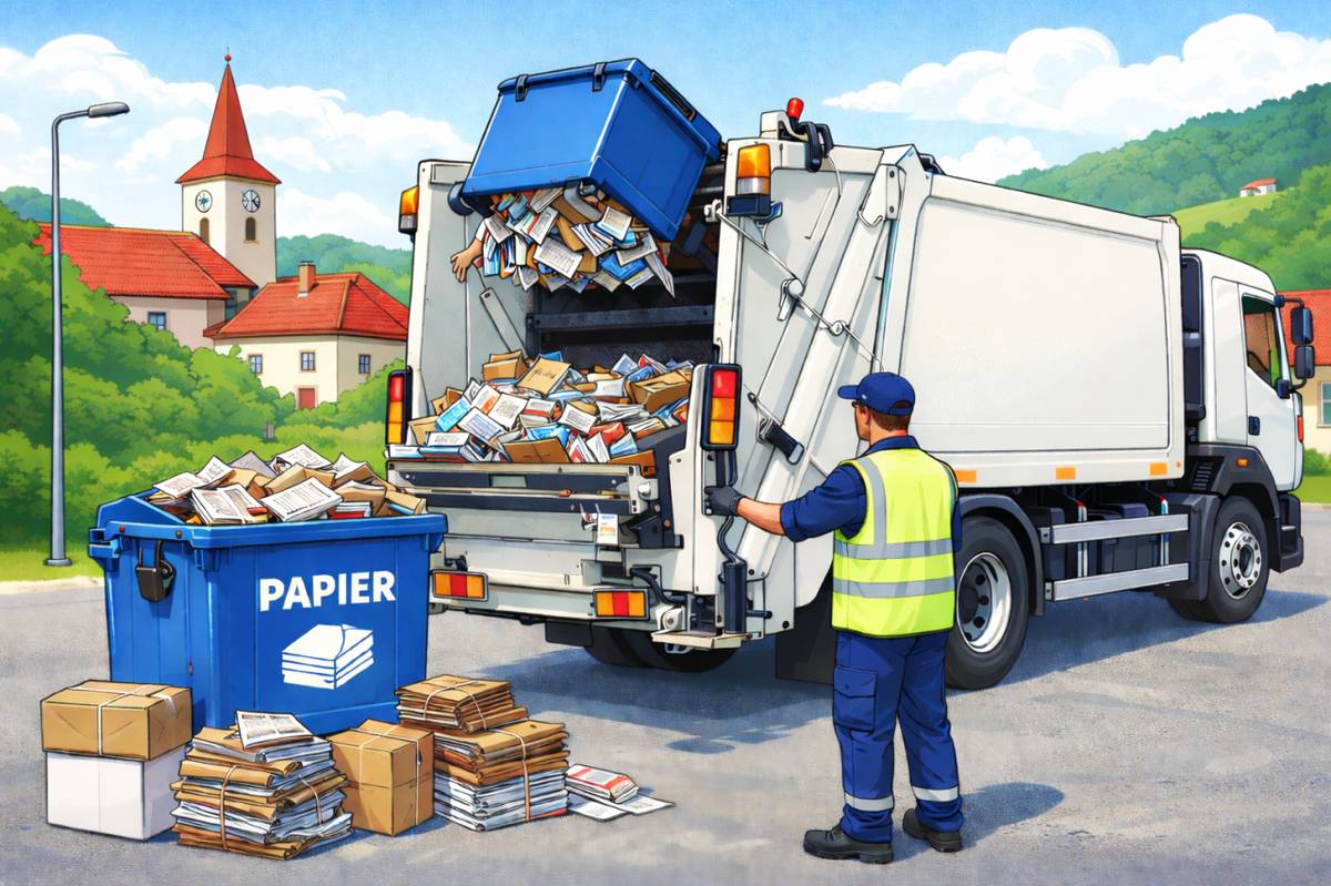 NEZABUDNITE!!!    Vývoz separovaného odpadu - PAPIER sa uskutoční:    zajtra (v stredu) 8. apríla 2026    Vyložte si prosím vás zaviazané vrecia alebo nádoby - večer pred vývozom alebo zavčasu ráno (o 5:00 hod.).