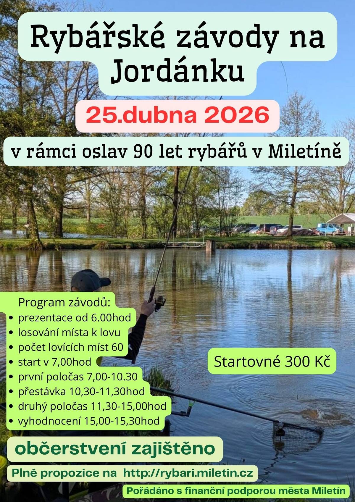 Miletínští rybáři zvou na tradiční závody na Jordánku - 25. 4. 2026 🐟🐠🦈