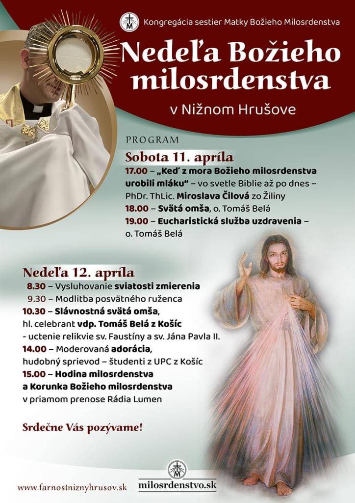 Pozvánka - Nedeľa Božieho milosrdenstva. Viac info tu.