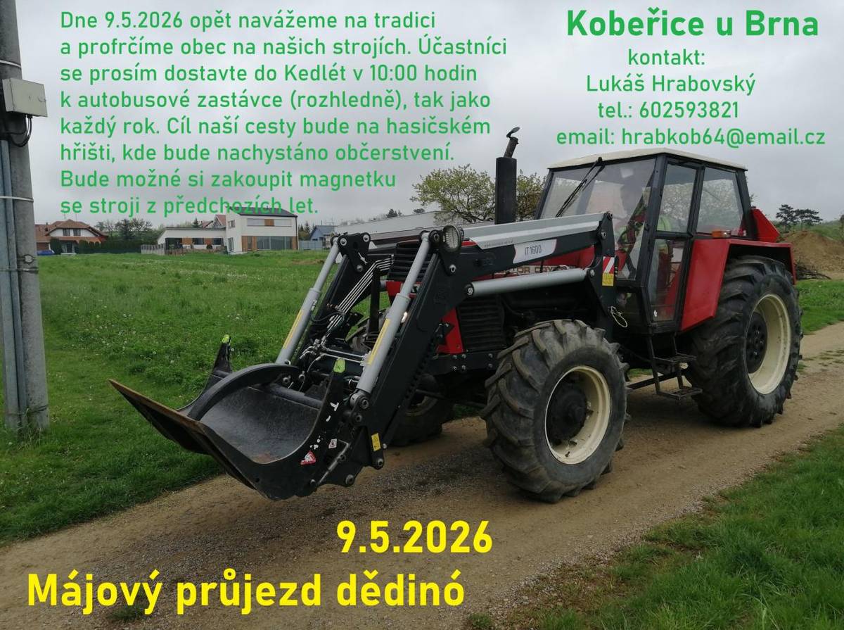 "Májový průjezd dědinó" dne 9. 5. 2026 v Kobeřicích u Brna.