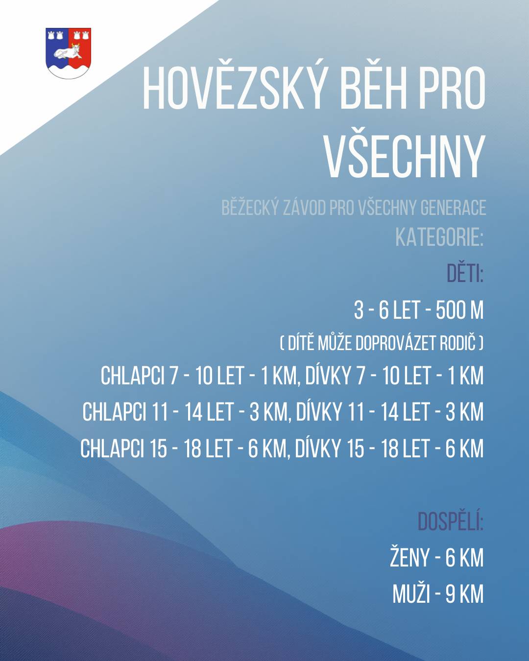 Běžecký závod pro všechny generace   Kdy? 16. 5. 2026 od 9:00 Kde? Hovězí - fotbalové hřiště na Kaštýle Registraci spouštíme v pondělí 13. 4. 2026 na OÚ Hovězí nebo na emailu kultura@obec-hovezi.cz  Čeká tě běžecký závod pro malé i velké, začátečníky i zkušené běžce.  Těšíme se na vás na startu!
