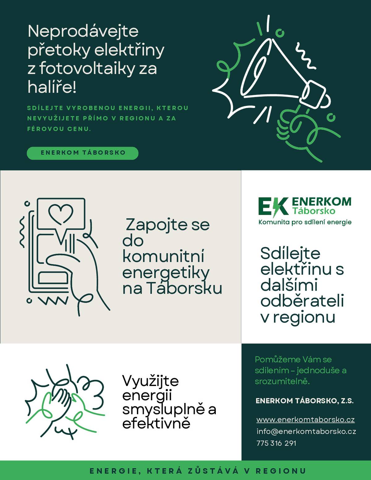 Zapojte se do komunitní energetiky na Táborsku. Využijte energii smysluplně a efektivně.
