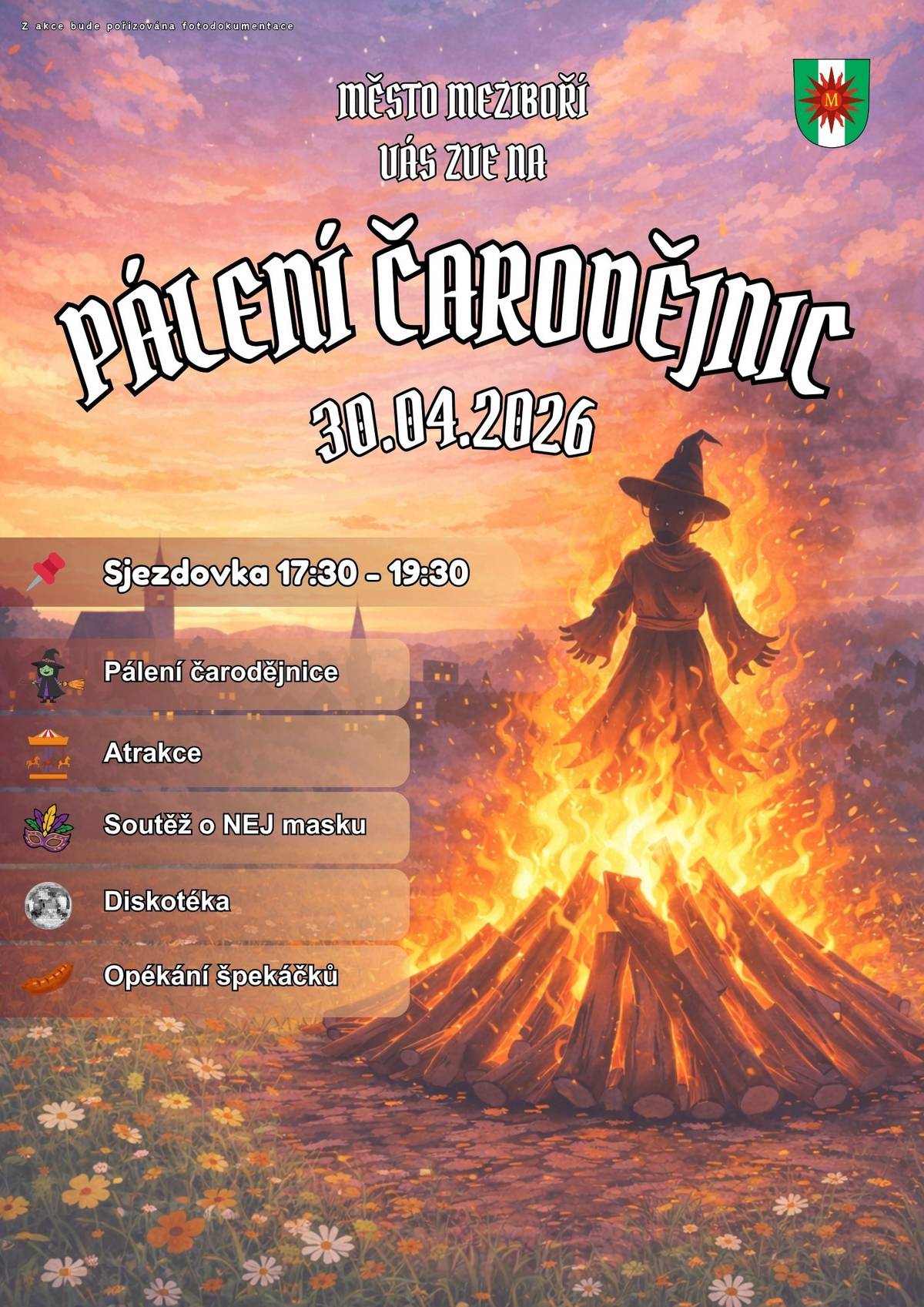 Přijďte si užít tradiční večer plný zábavy, ohně a skvělé atmosféry! ✨ Čekají vás atrakce, soutěž o nejlepší masku, diskotéka i opékání špekáčků. 📅 30. 4. 2026 🕠 Sjezdovka 17:30–19:30 Těšíme se na vás! 🧙♀️🔥