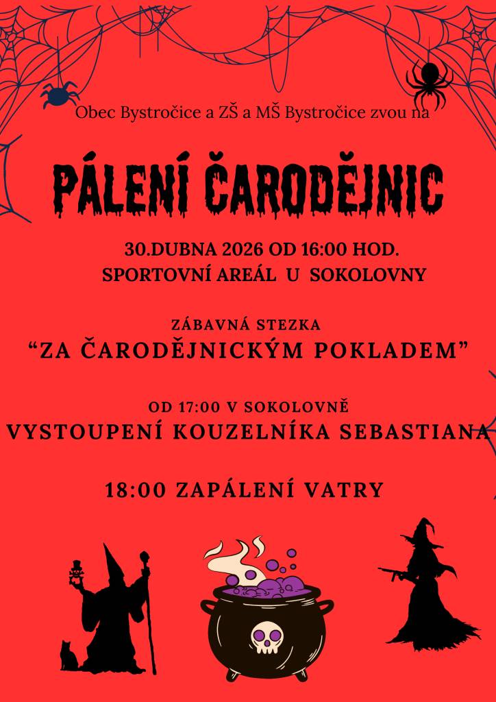 Zveme děti i dospělé na tradiční "Pálení čarodějnic"