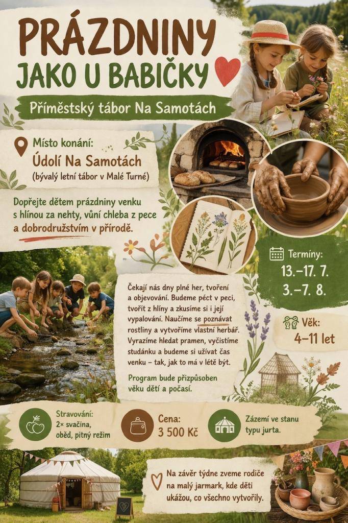 Příměstský tábor Na Samotách v Malé Turné...prázdniny jako u babičky:)