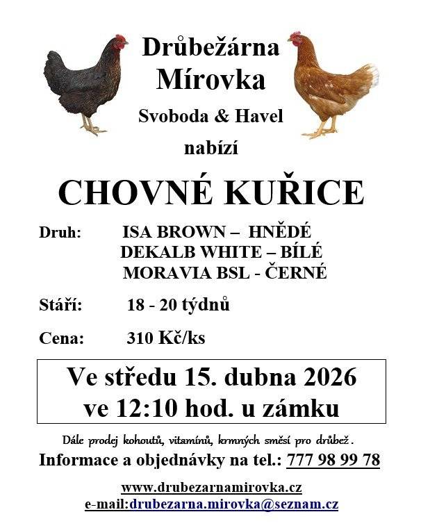 15.4.2026 od 12.10 hod. u zámku. Doporučujeme telefonicky předem objednat.