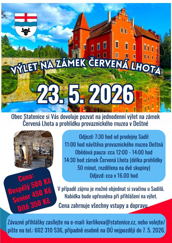 Výlet na zámek Červená Lhota a do provaznického muzea v Deštné