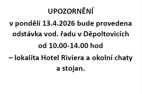 Upozornění - odstávka vodovodního řadu