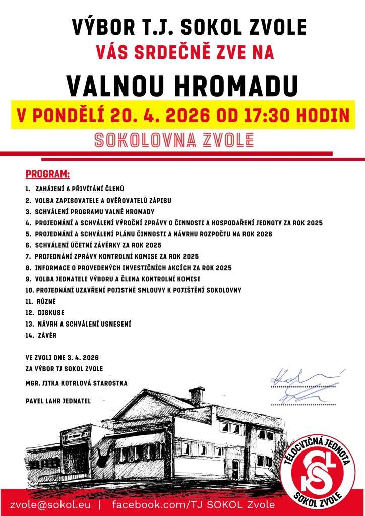 TJ Sokol Zvole - Valná hromada