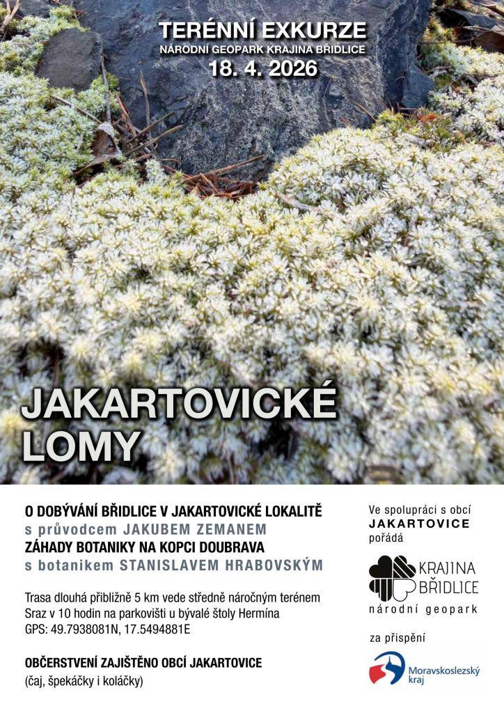 Terénní exkurze Krajina břidlice - Jakartovické lomy - 18. 4. 2026