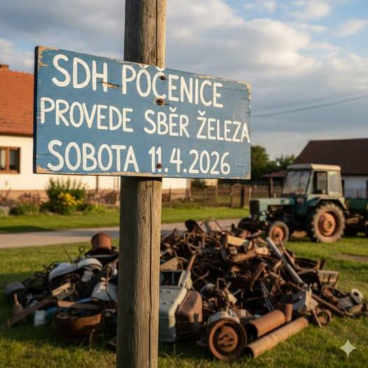 SDH Počenice provede v Počenicích v sobotu 11. dubna 2026 od 9:00 sběr železného odpadu.