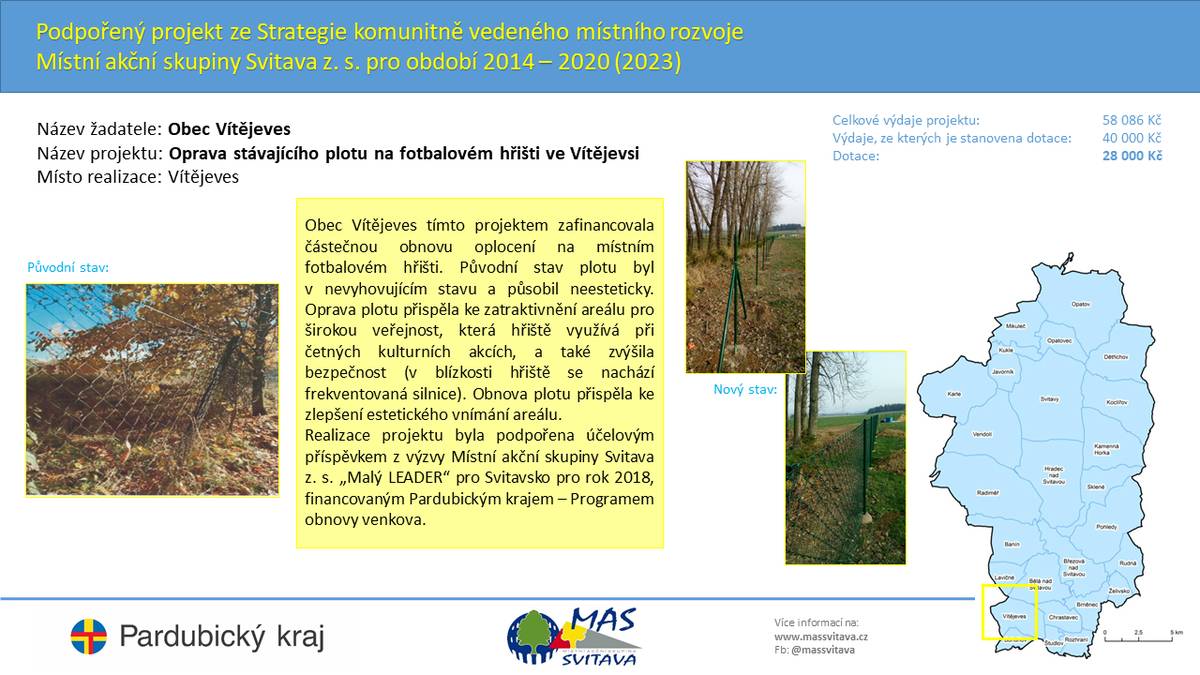 Oprava stávajícího plotu na hřišti ve Vítějevsi